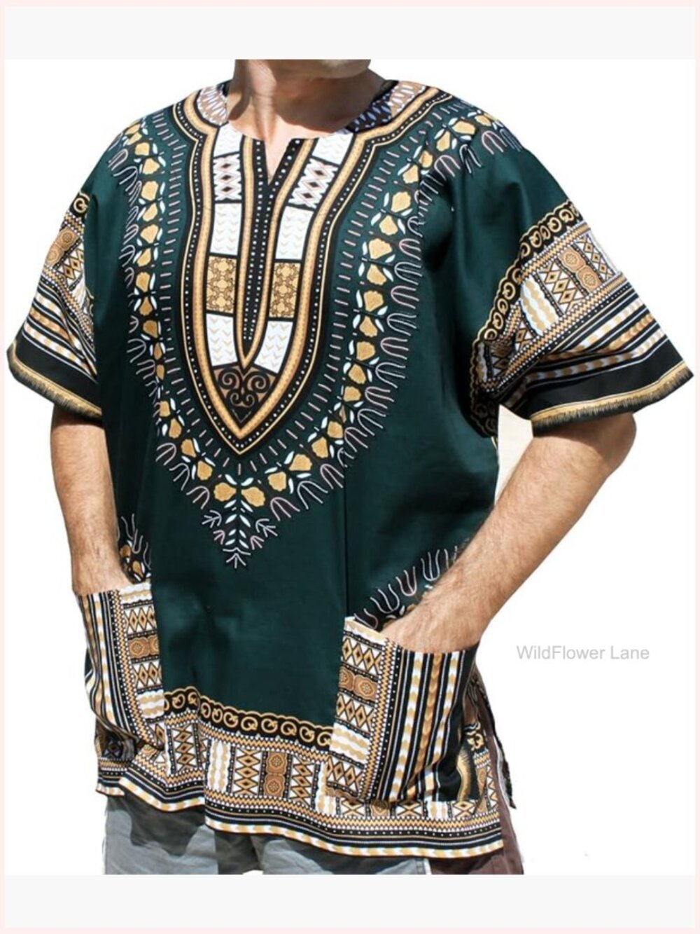 Handmade Cotton Dashiki Shirt Loose Fit Pull On